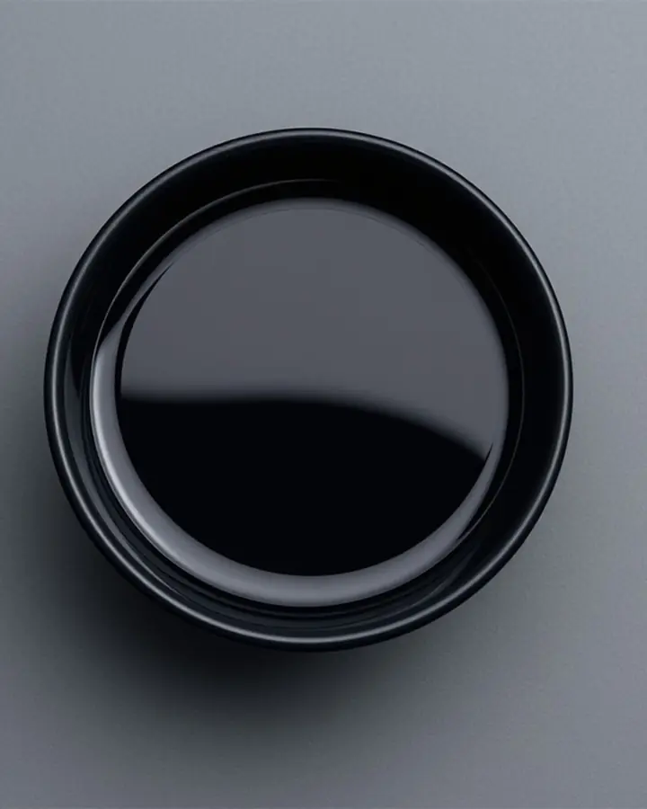 Black bowl filled with water